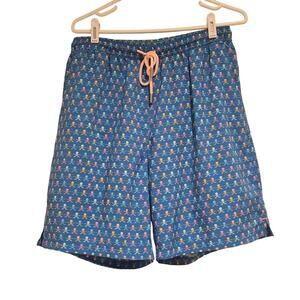 Peter Millar Seaside Collection Swim Trunks Mens Large Blue Skull & Rods